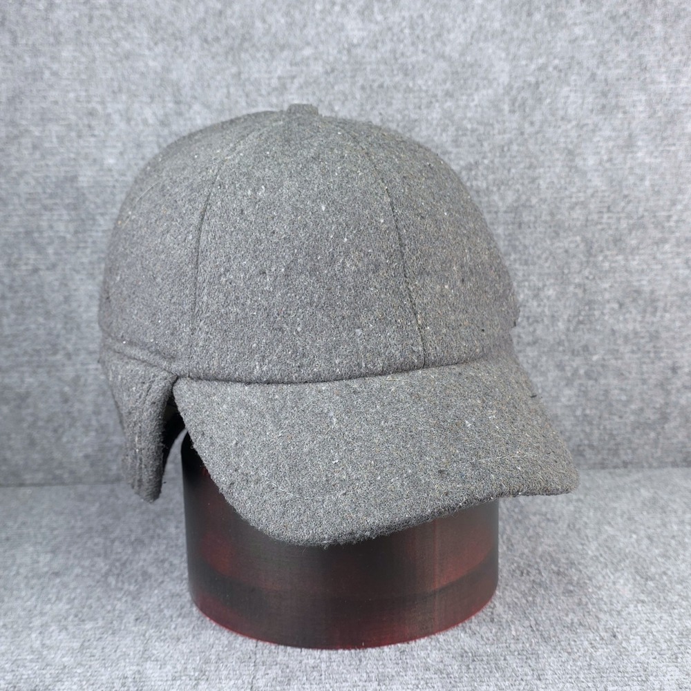 Eddie Bauer Hat Cap Mens Fitted Grey‎ L/XL Wool Blend Fleece Lined Ear Flaps